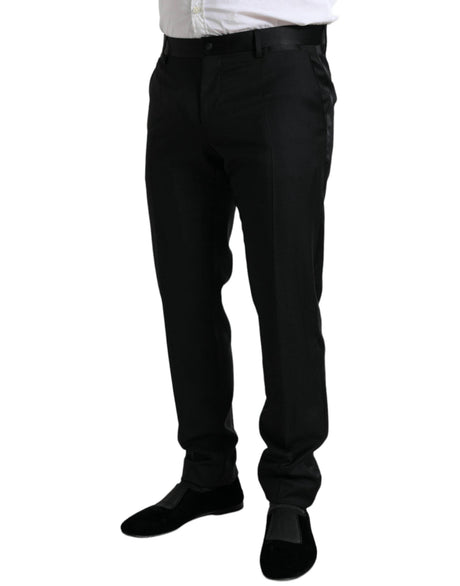 Dolce & Gabbana Black Wool Slim Fit Formal Trouser Dress Pants - Hilstor