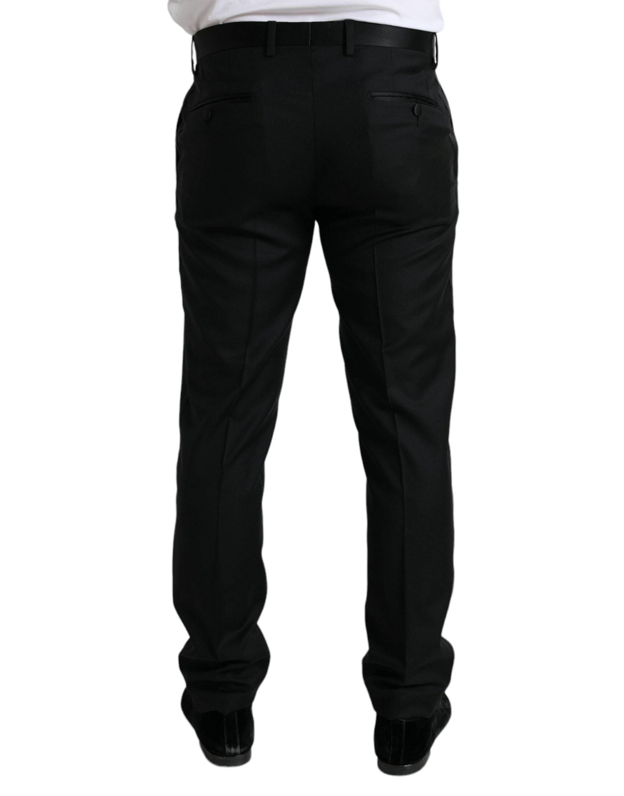 Dolce & Gabbana Black Wool Slim Fit Formal Trouser Dress Pants - Hilstor