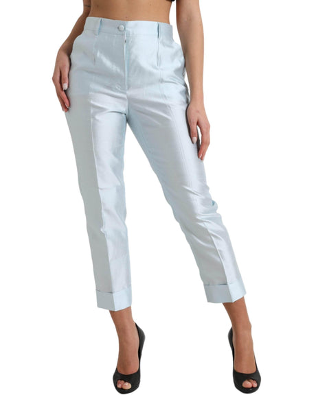 Dolce & Gabbana Chic Sky Blue High Waist Cropped Pants - Hilstor