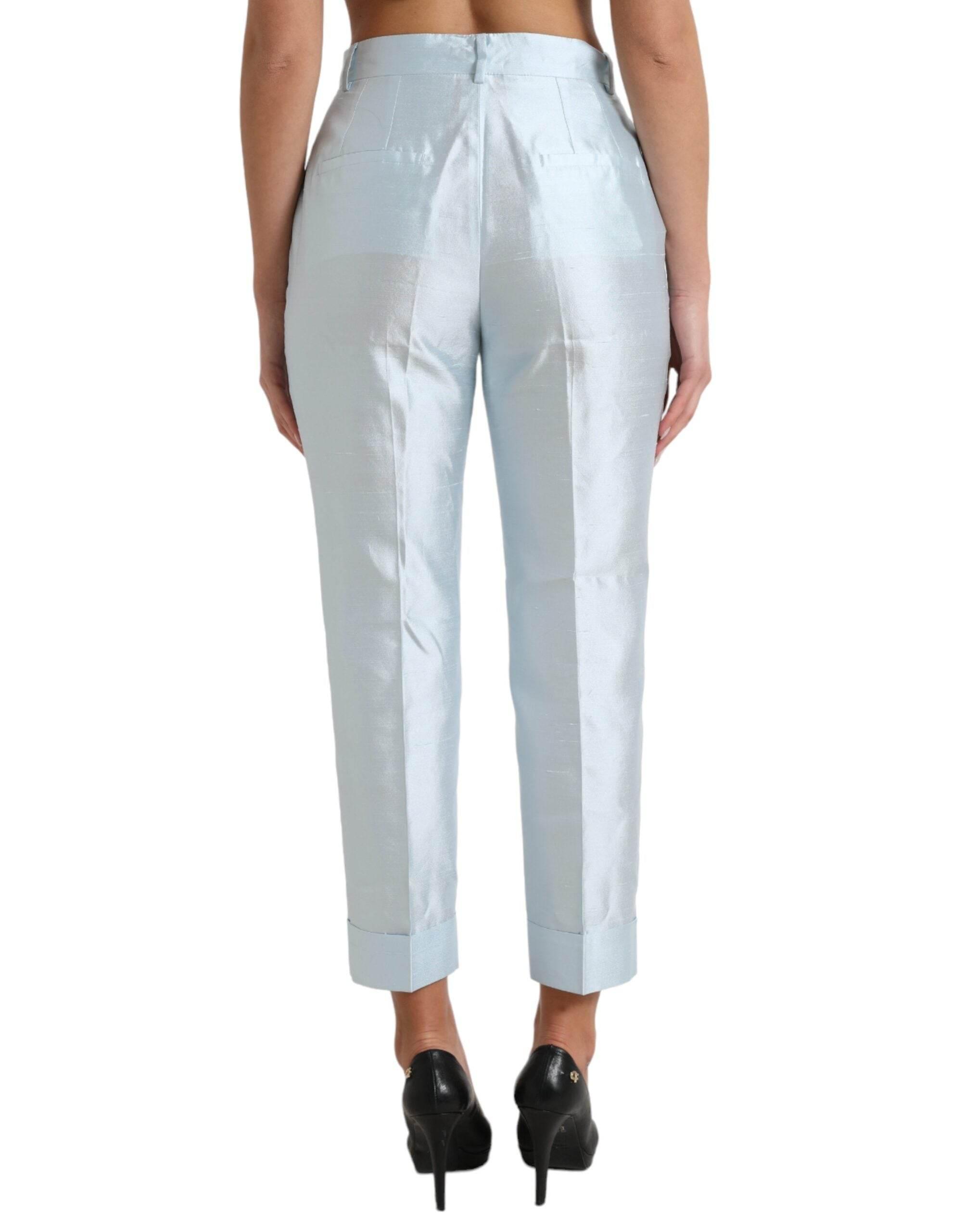 Dolce & Gabbana Chic Sky Blue High Waist Cropped Pants - Hilstor
