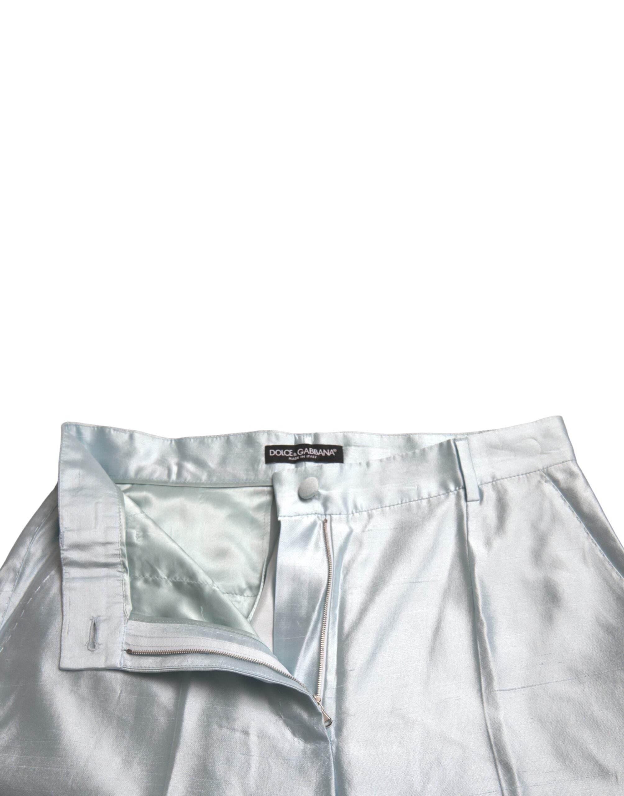 Dolce & Gabbana Chic Sky Blue High Waist Cropped Pants - Hilstor