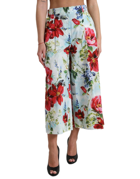 Dolce & Gabbana Floral High Waist Wide Leg Pants - Hilstor