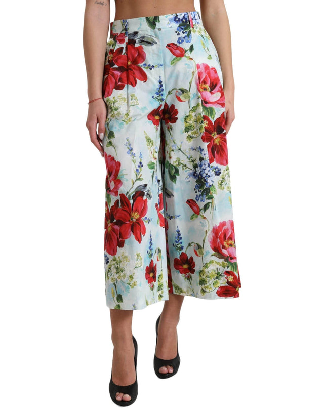 Dolce & Gabbana Floral High Waist Wide Leg Pants - Hilstor