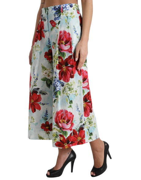 Dolce & Gabbana Floral High Waist Wide Leg Pants - Hilstor