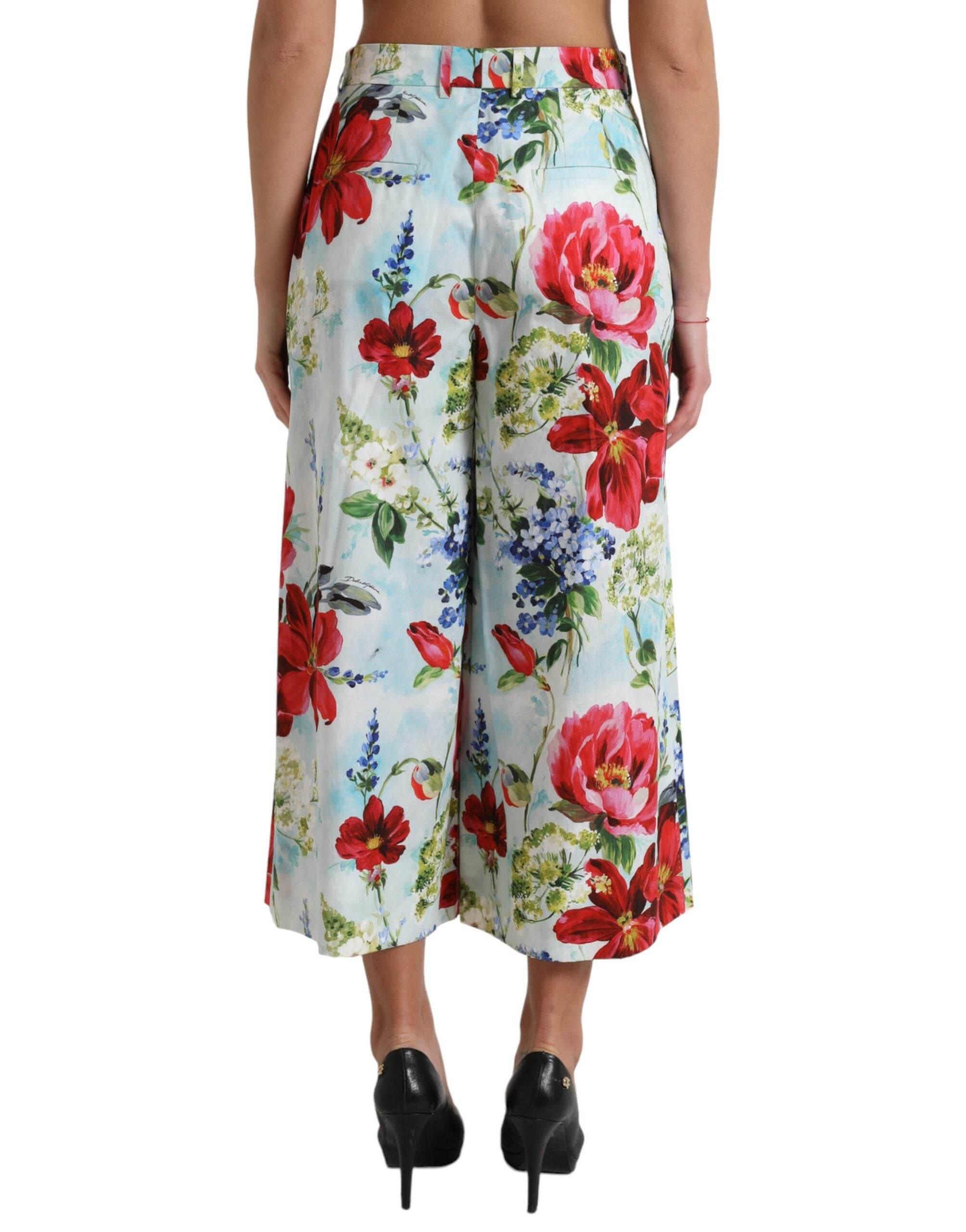 Dolce & Gabbana Floral High Waist Wide Leg Pants - Hilstor
