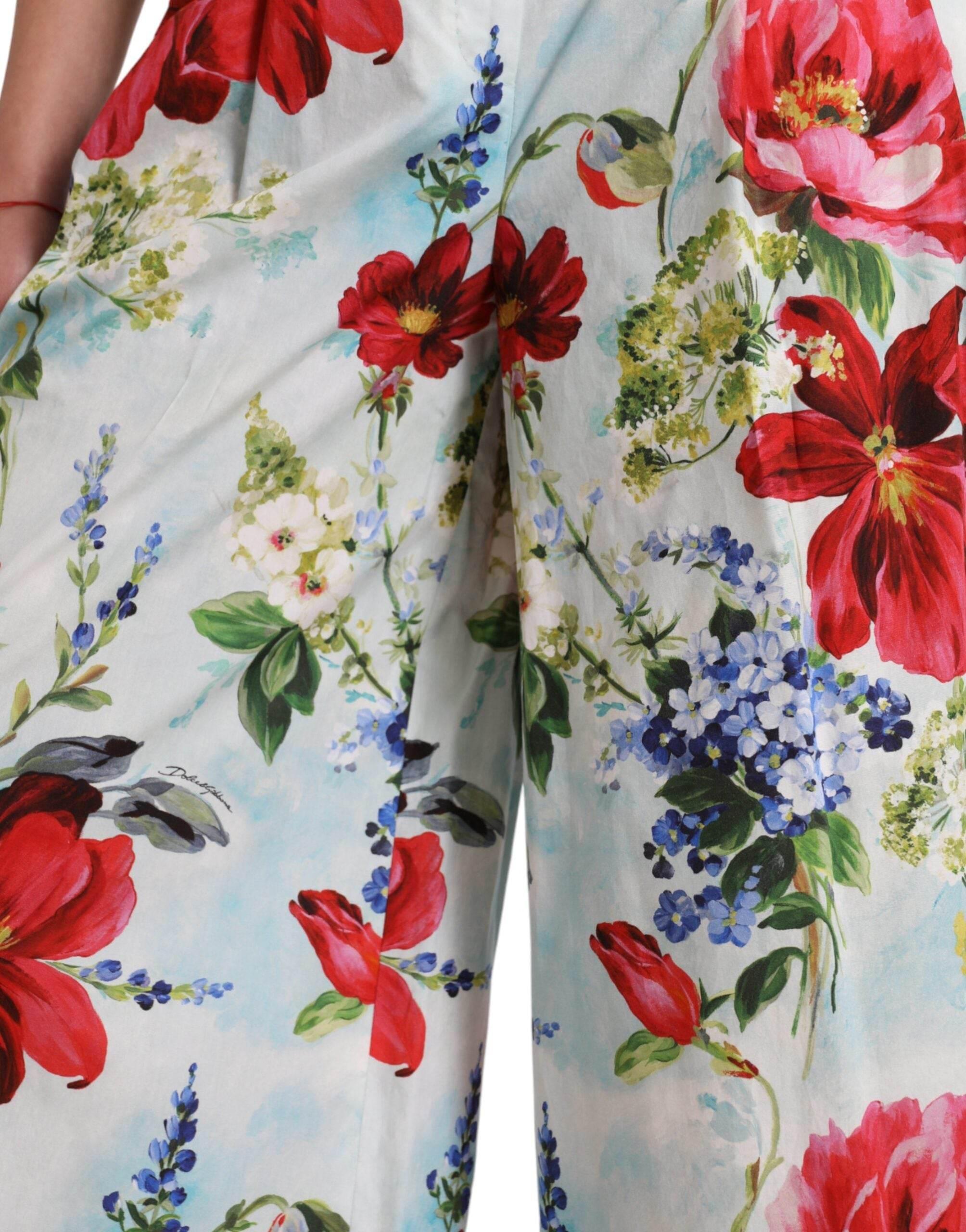 Dolce & Gabbana Floral High Waist Wide Leg Pants - Hilstor