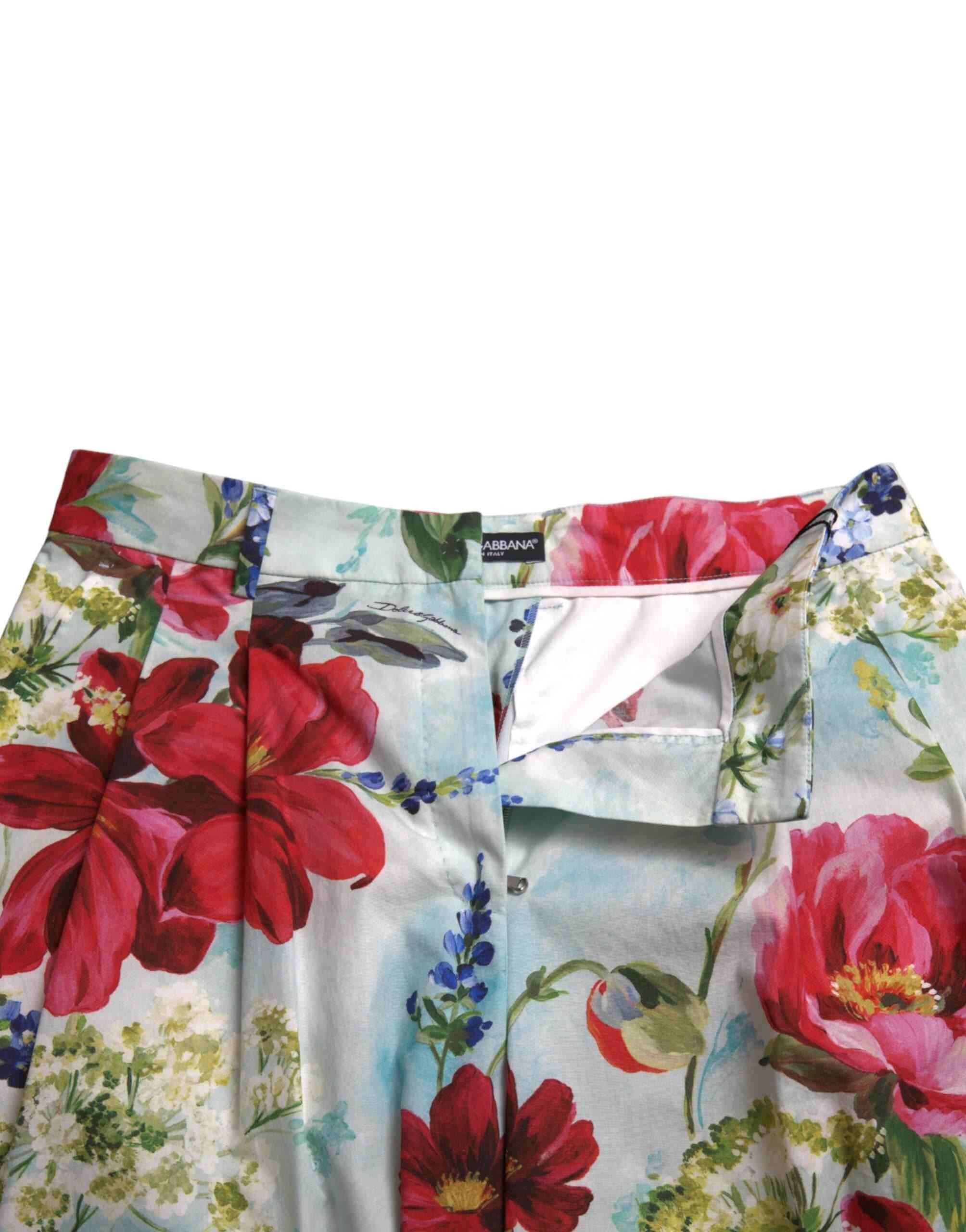 Dolce & Gabbana Floral High Waist Wide Leg Pants - Hilstor