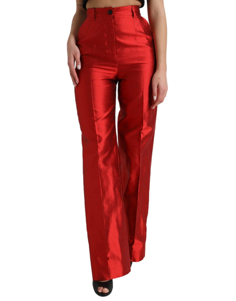 Dolce & Gabbana Elegant High Waist Wide Leg Silk Pants - Hilstor