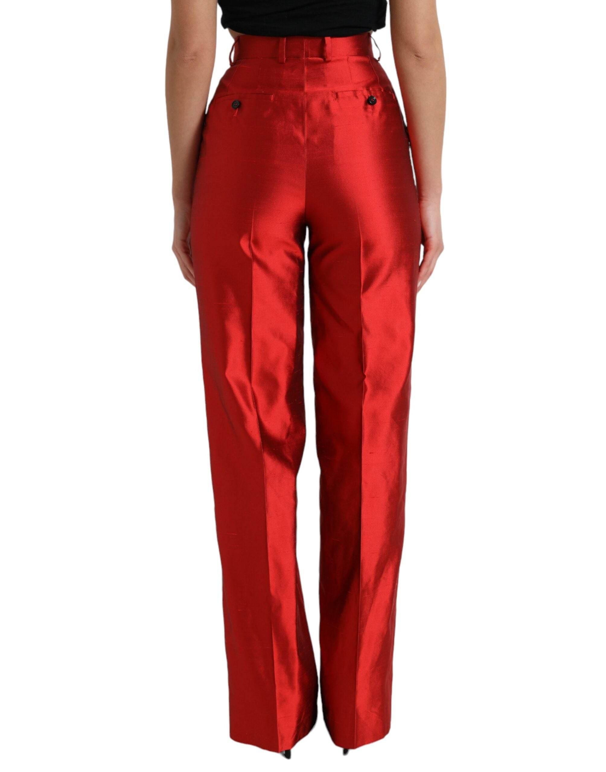 Dolce & Gabbana Elegant High Waist Wide Leg Silk Pants - Hilstor