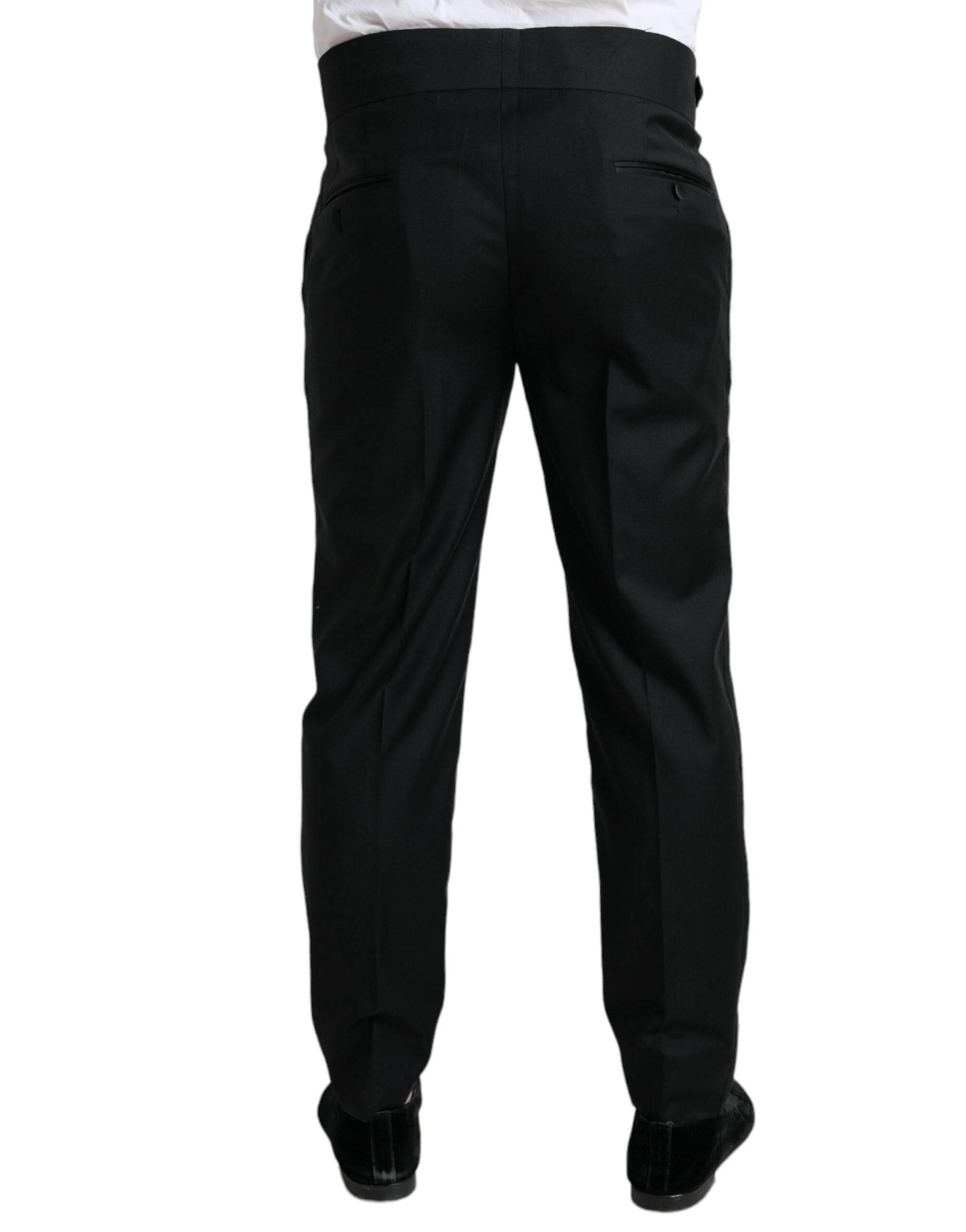 Dolce & Gabbana Black Wool Slim Fit Formal Trouser Dress Pants - Hilstor