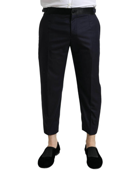 Dolce & Gabbana Blue Wool Cropped Tapered Pants - Hilstor