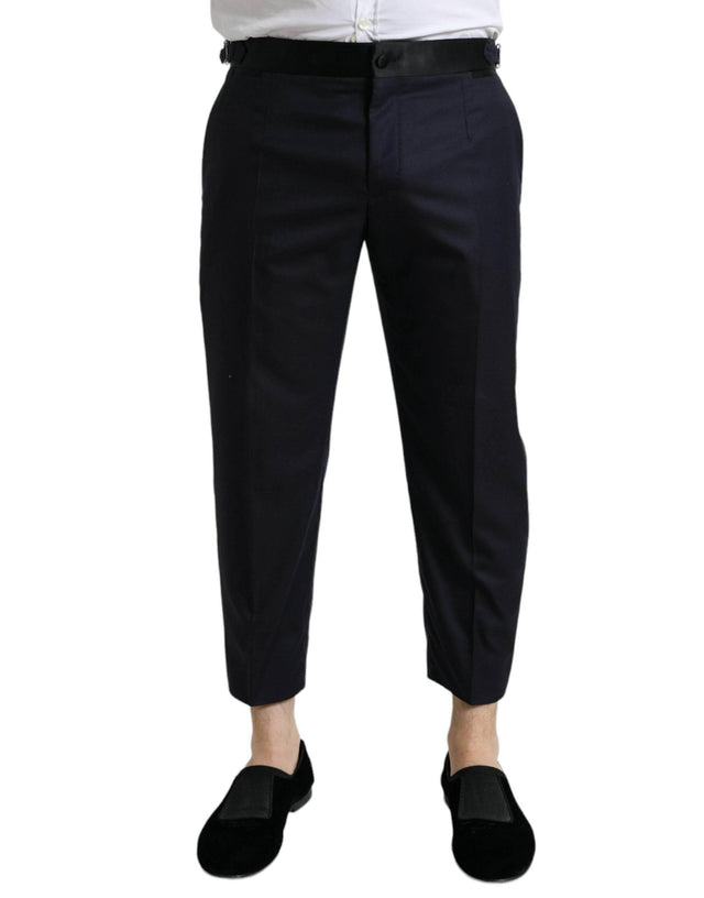 Dolce & Gabbana Blue Wool Cropped Tapered Pants - Hilstor