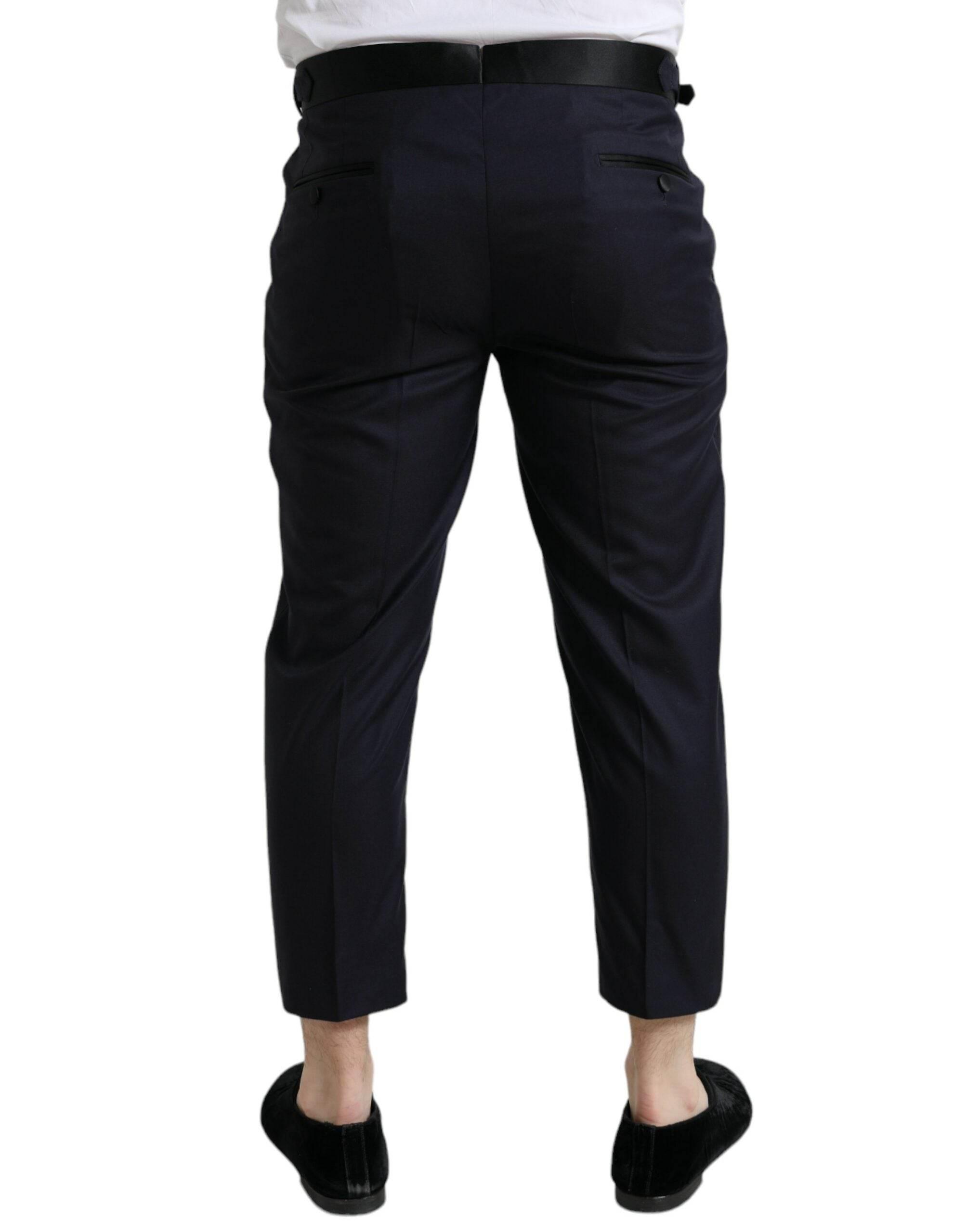 Dolce & Gabbana Blue Wool Cropped Tapered Pants - Hilstor