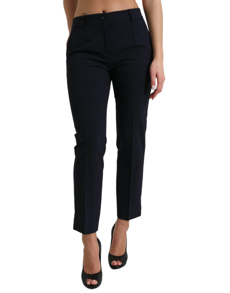 Dolce & Gabbana Blue Mid Waist Tapered Cropped Pants - Hilstor