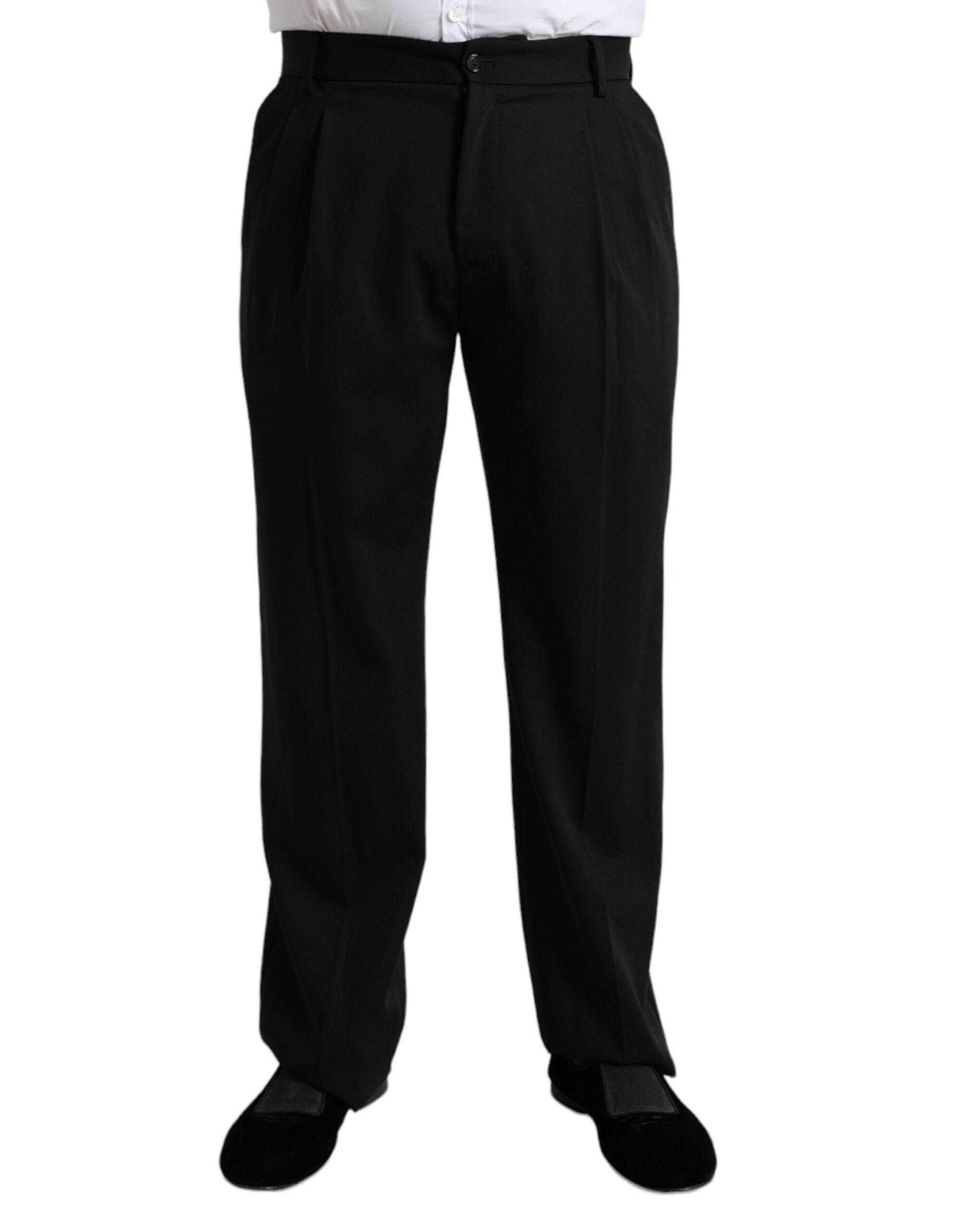 Dolce & Gabbana Black Wool Formal Straight Fit Dress Pants - Hilstor