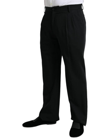 Dolce & Gabbana Black Wool Formal Straight Fit Dress Pants - Hilstor