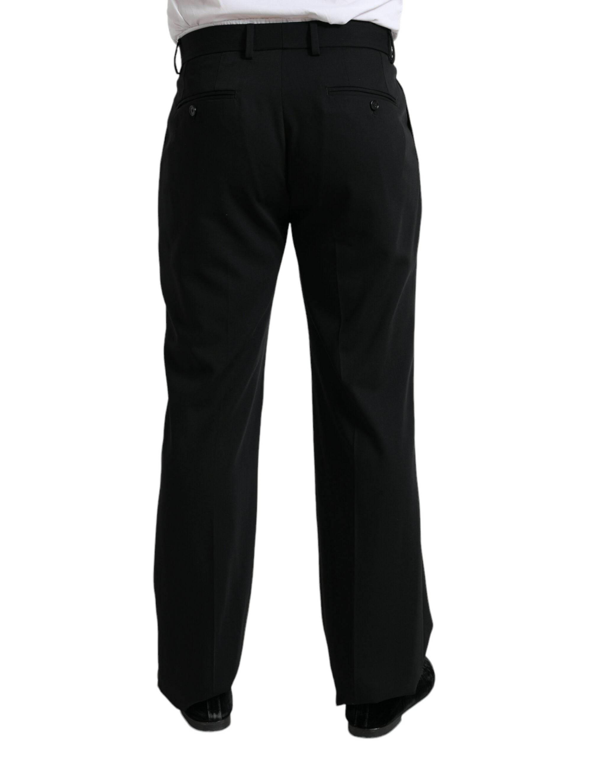 Dolce & Gabbana Black Wool Formal Straight Fit Dress Pants - Hilstor