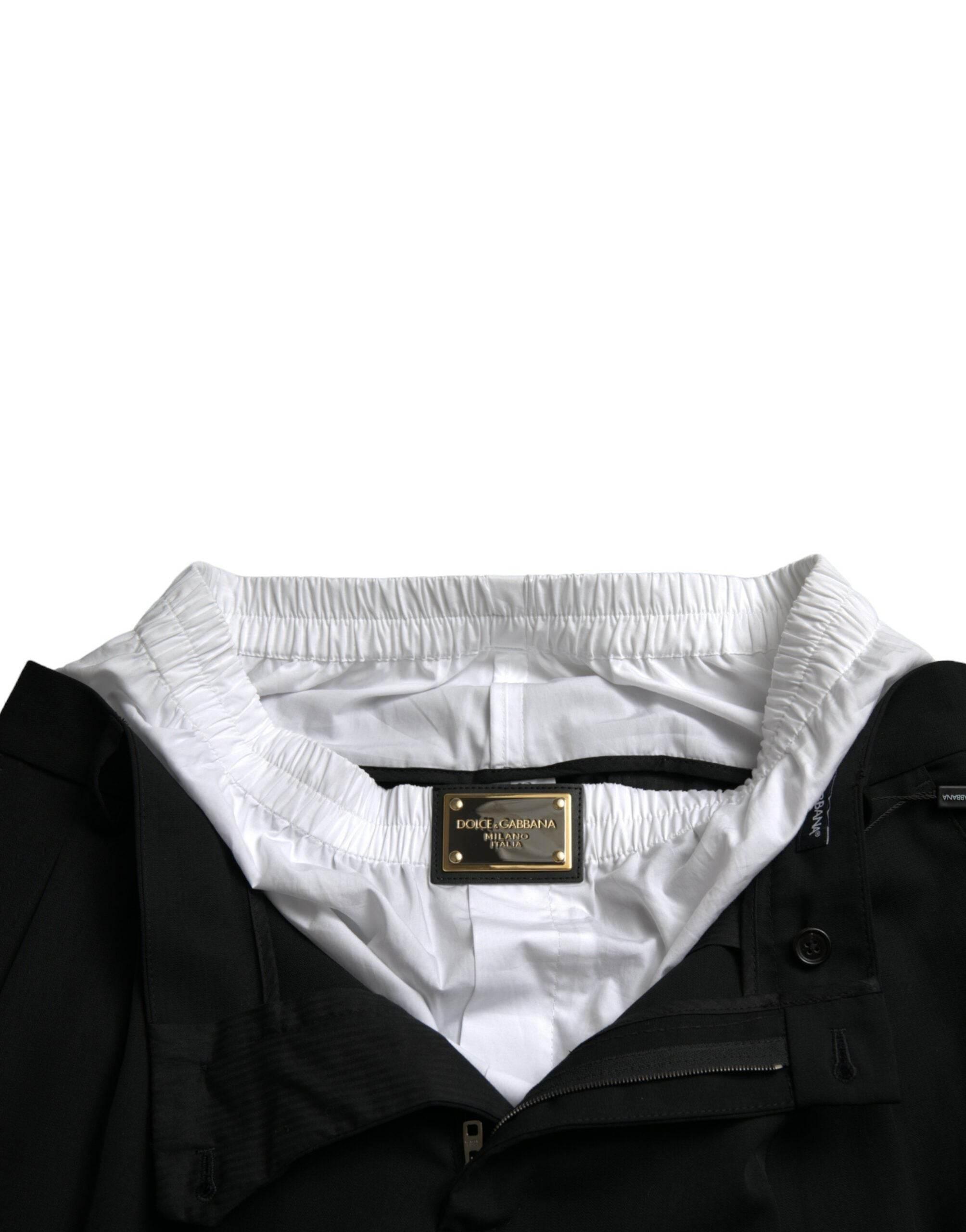 Dolce & Gabbana Black Wool Formal Straight Fit Dress Pants - Hilstor