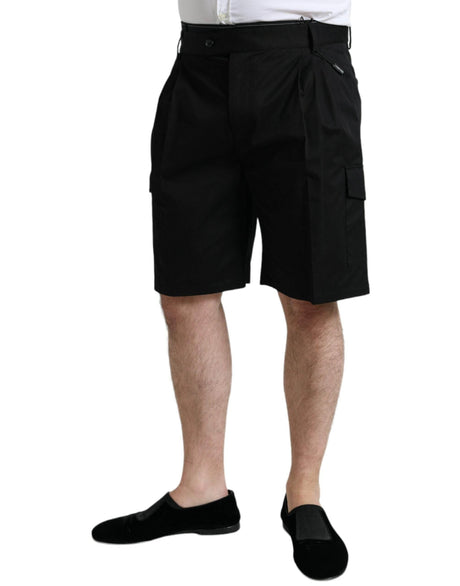 Dolce & Gabbana Black Cotton Stretch Cargo Bermuda Shorts - Hilstor