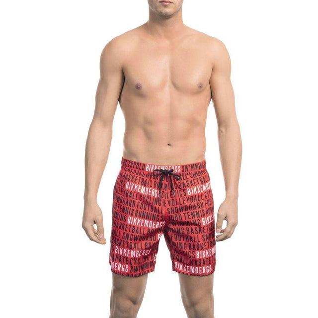 Bikkembergs Red Polyester Men Swim Short - Hilstor