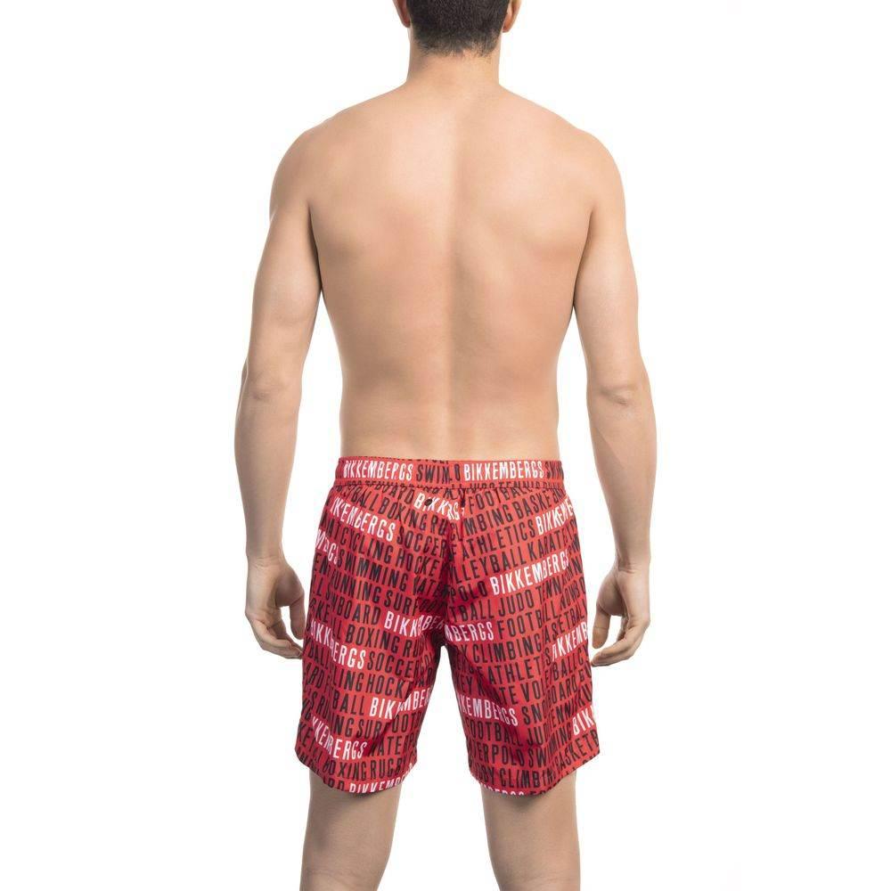 Bikkembergs Red Polyester Men Swim Short - Hilstor