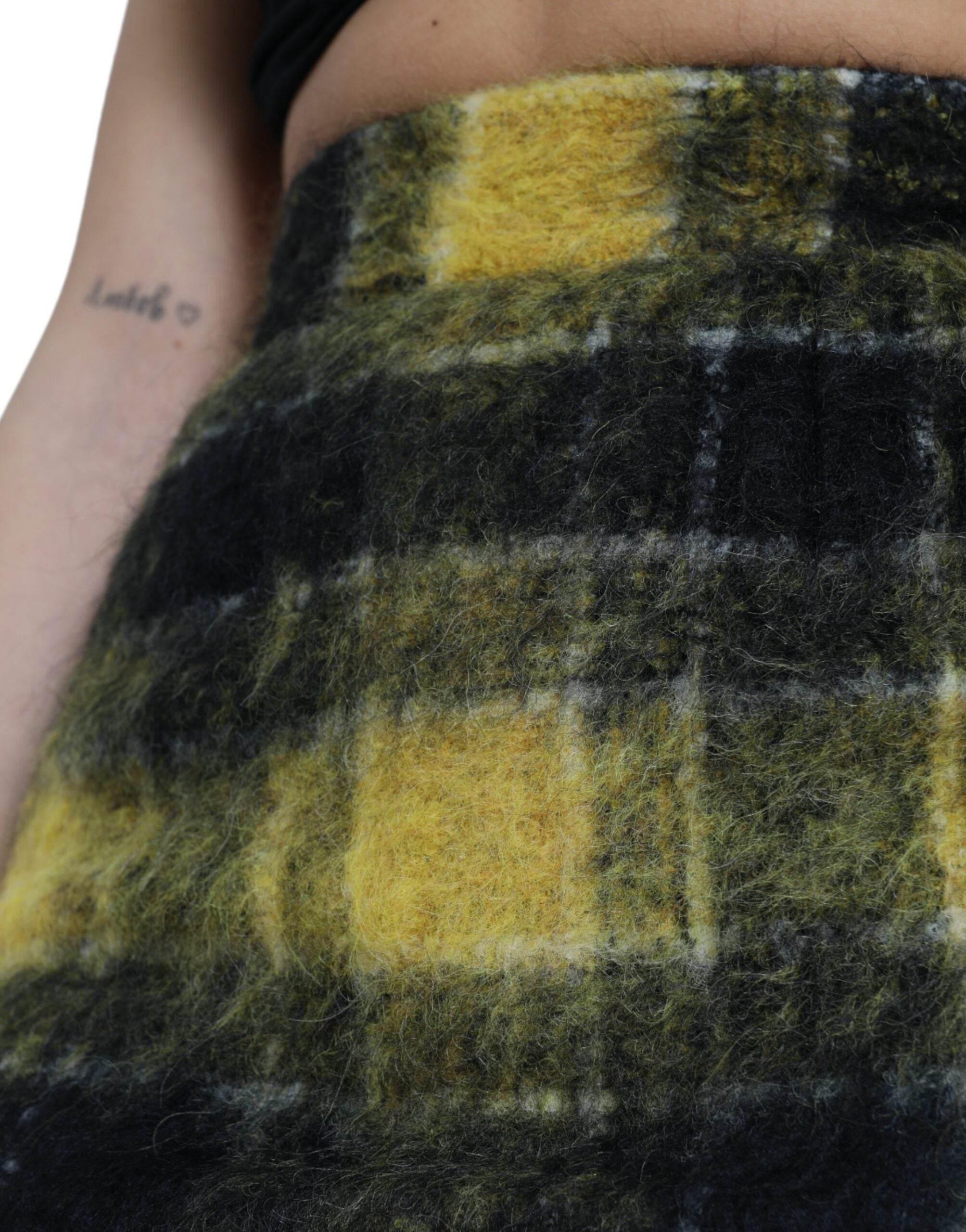 Dolce & Gabbana High Waist Check Print Silk-Lined Mini Skirt - Hilstor