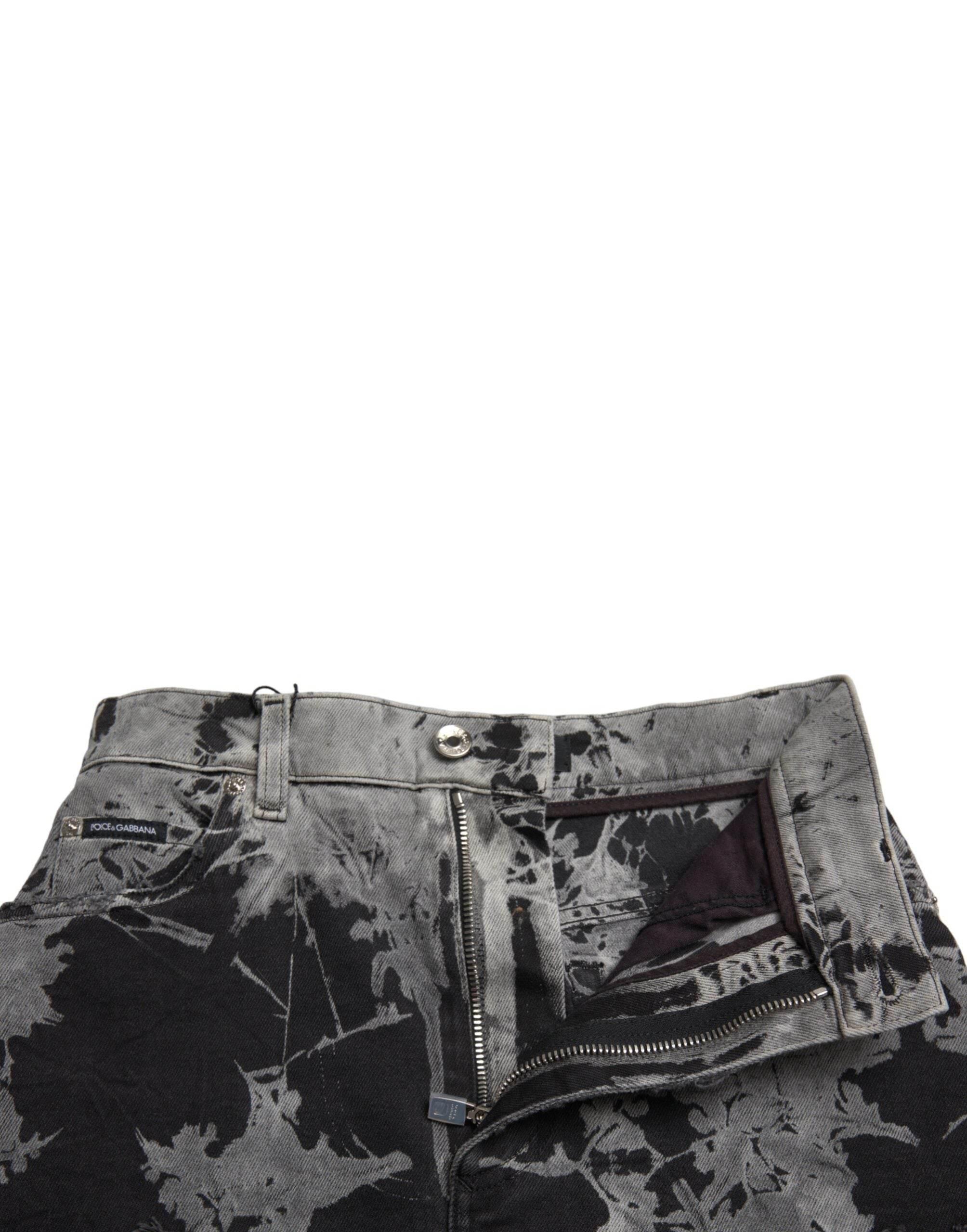 Dolce & Gabbana Chic High Waist Mini Denim Skirt with Lace Trim - Hilstor