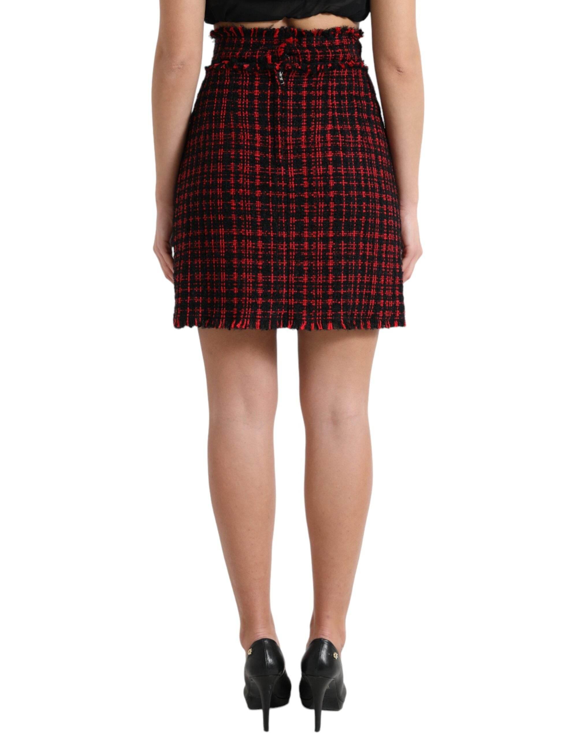 Dolce & Gabbana Tantalizing Tartan High-Waist Mini Skirt - Hilstor