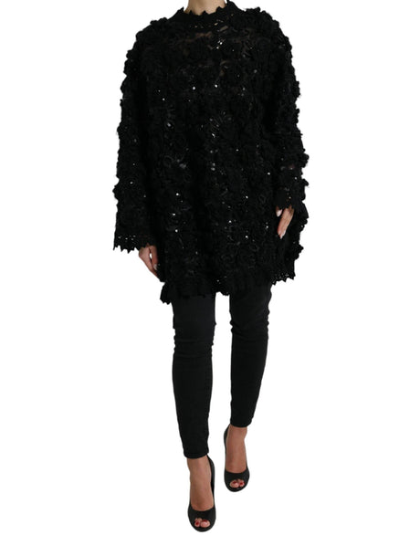 Dolce & Gabbana Black Sequined Embellished Pullover Sweater - Hilstor