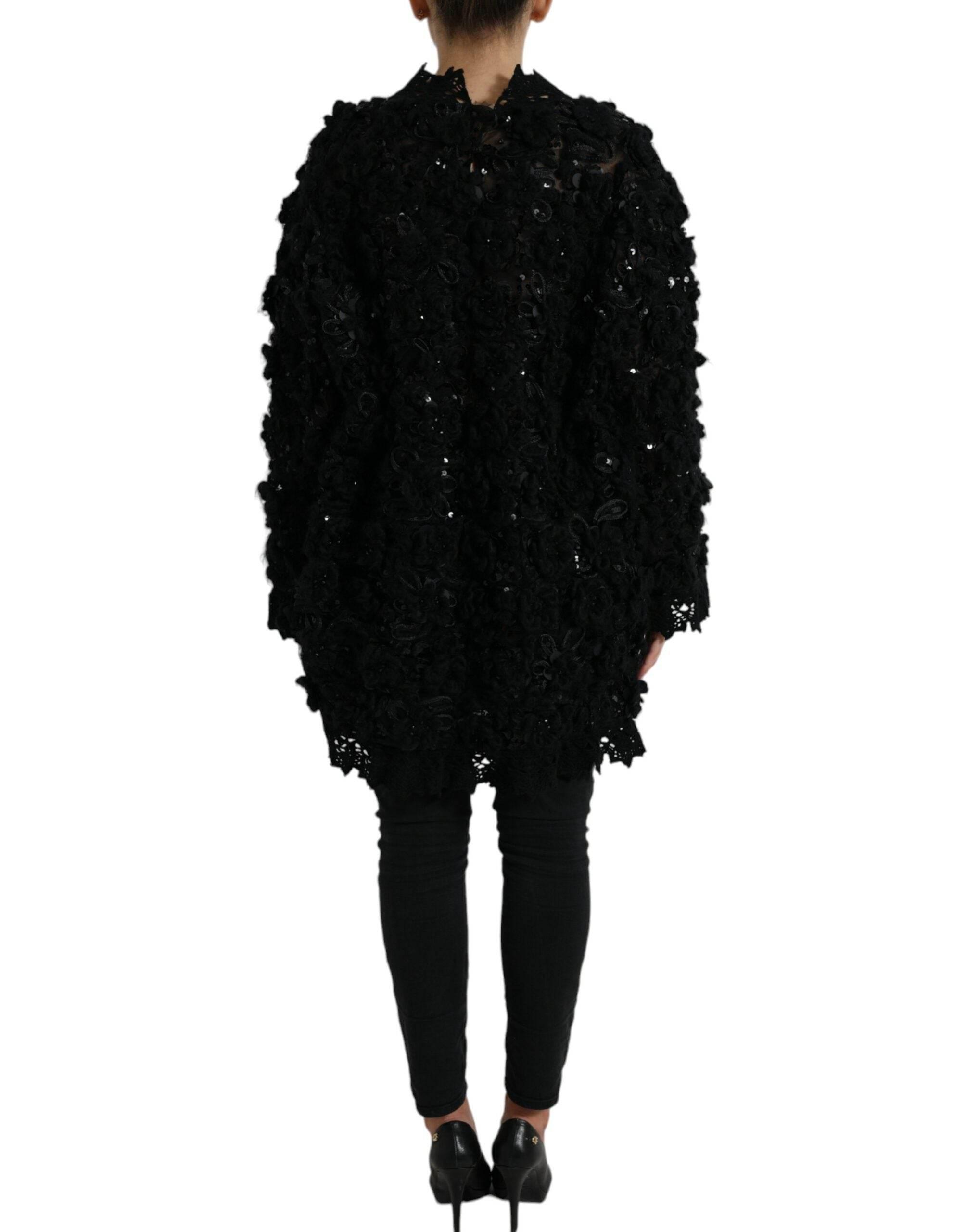 Dolce & Gabbana Black Sequined Embellished Pullover Sweater - Hilstor