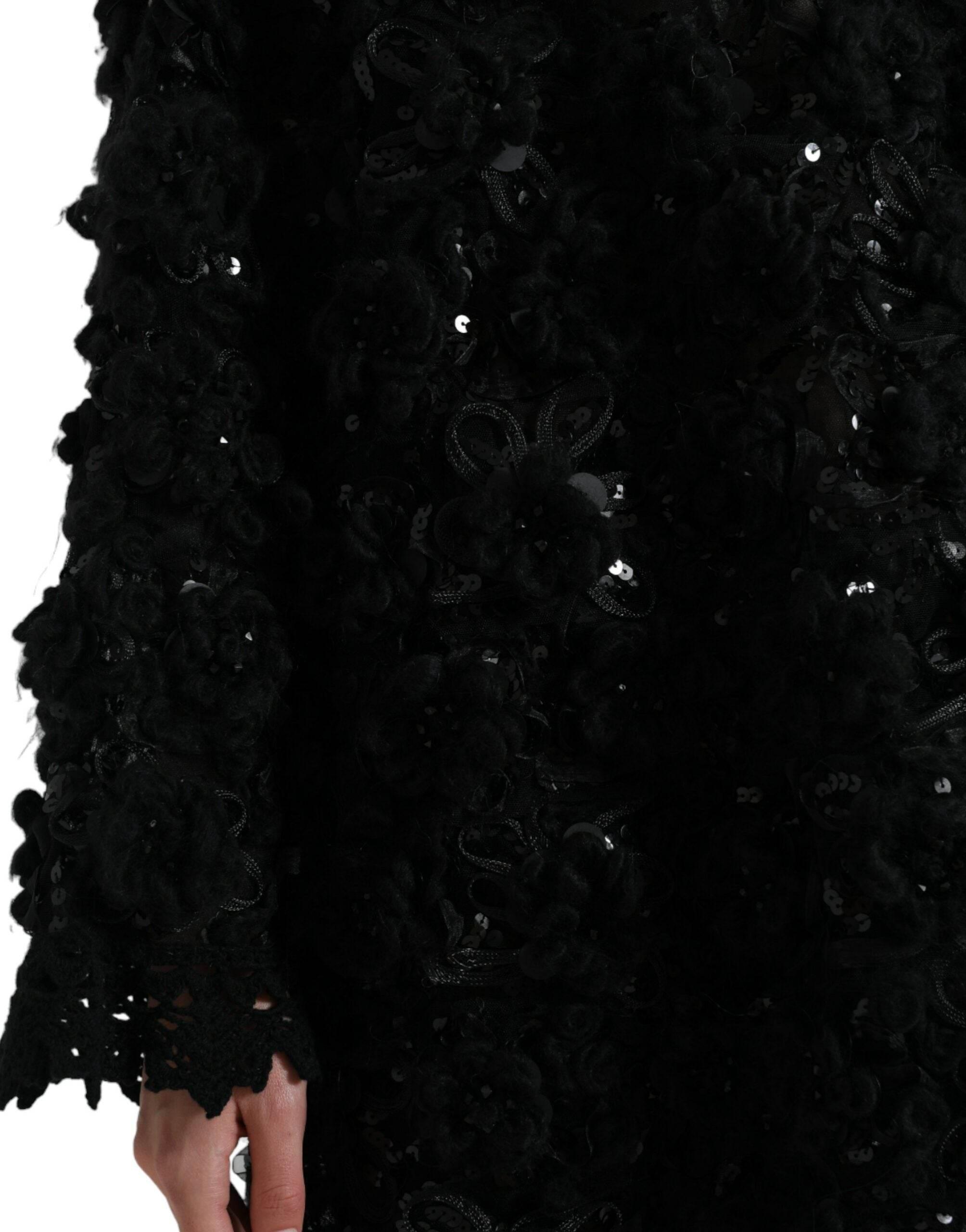 Dolce & Gabbana Black Sequined Embellished Pullover Sweater - Hilstor