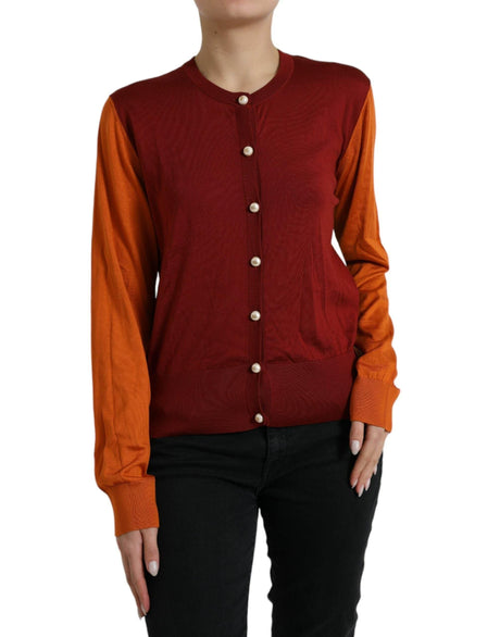 Dolce & Gabbana Multicolor Cardigan Color Block Silk Crewneck Sweater - Hilstor