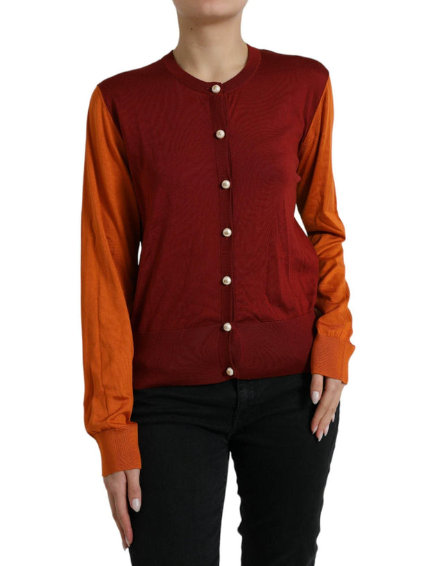 Dolce & Gabbana Multicolor Cardigan Color Block Silk Crewneck Sweater - Hilstor