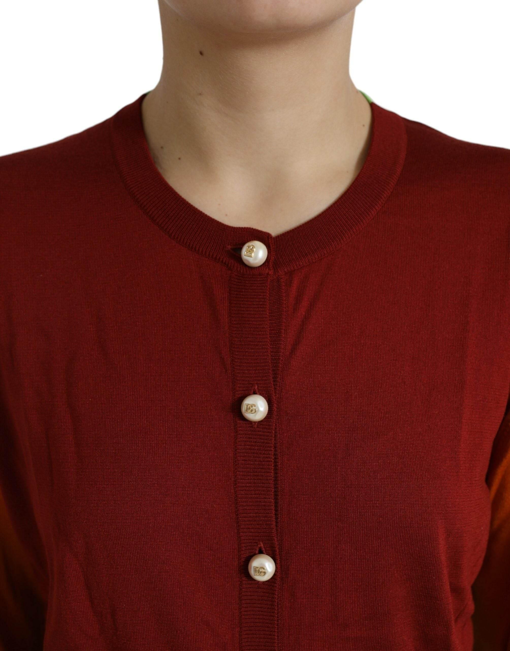 Dolce & Gabbana Multicolor Cardigan Color Block Silk Crewneck Sweater - Hilstor