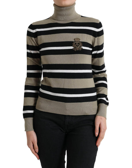 Dolce & Gabbana Multicolor Striped Wool Turtleneck Sweater - Hilstor