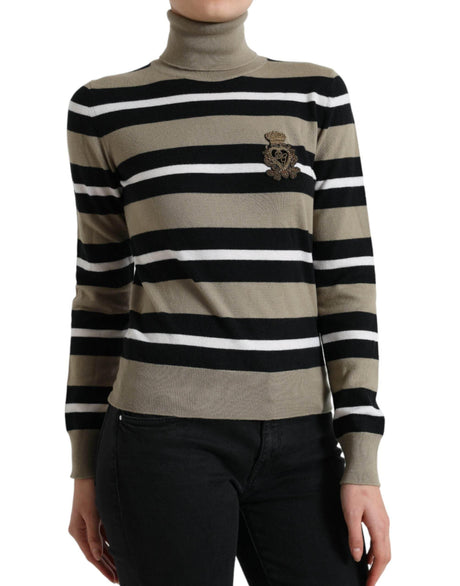 Dolce & Gabbana Multicolor Striped Wool Turtleneck Sweater - Hilstor