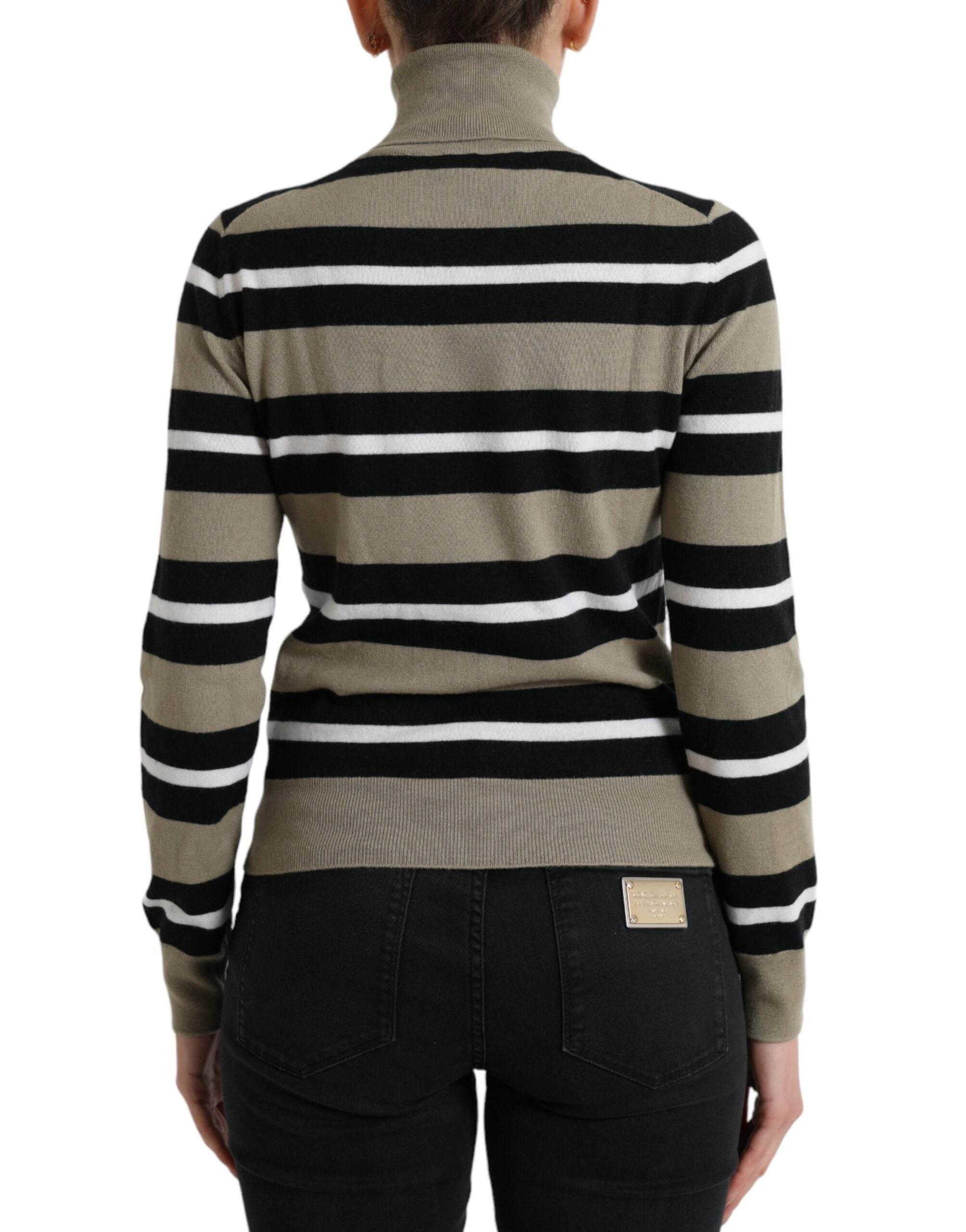 Dolce & Gabbana Multicolor Striped Wool Turtleneck Sweater - Hilstor