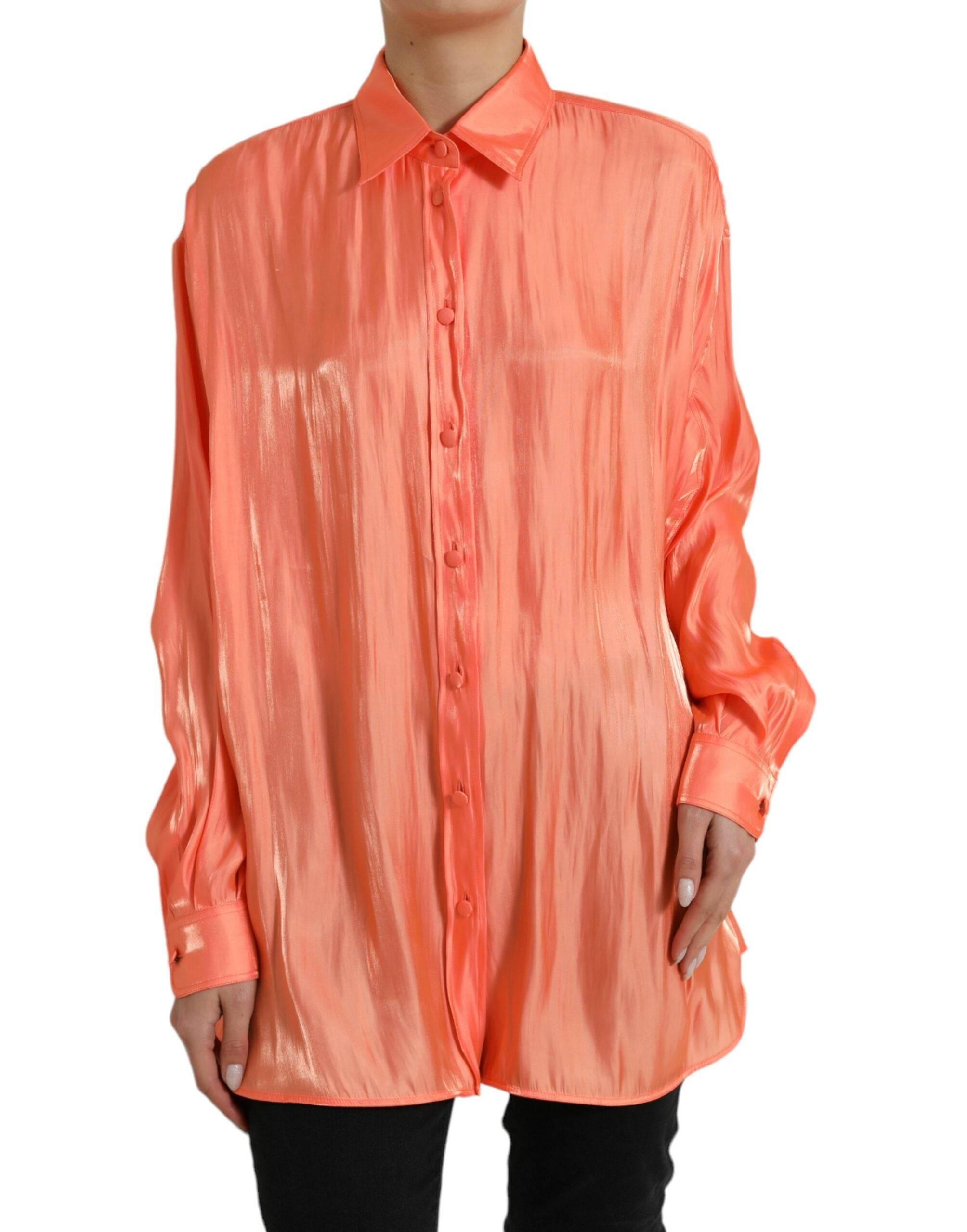 Dolce & Gabbana Elegant Coral Long Sleeve Polo Top - Hilstor