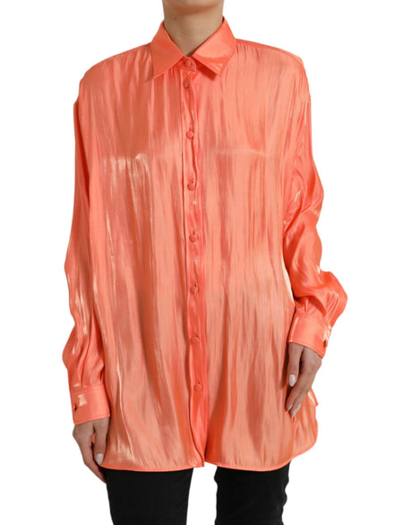 Dolce & Gabbana Elegant Coral Long Sleeve Polo Top - Hilstor