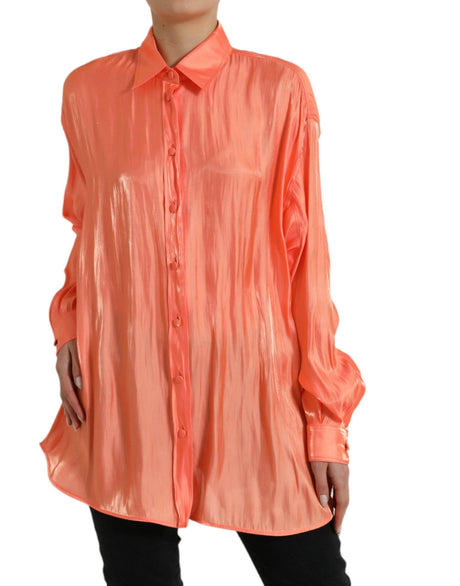 Dolce & Gabbana Elegant Coral Long Sleeve Polo Top - Hilstor