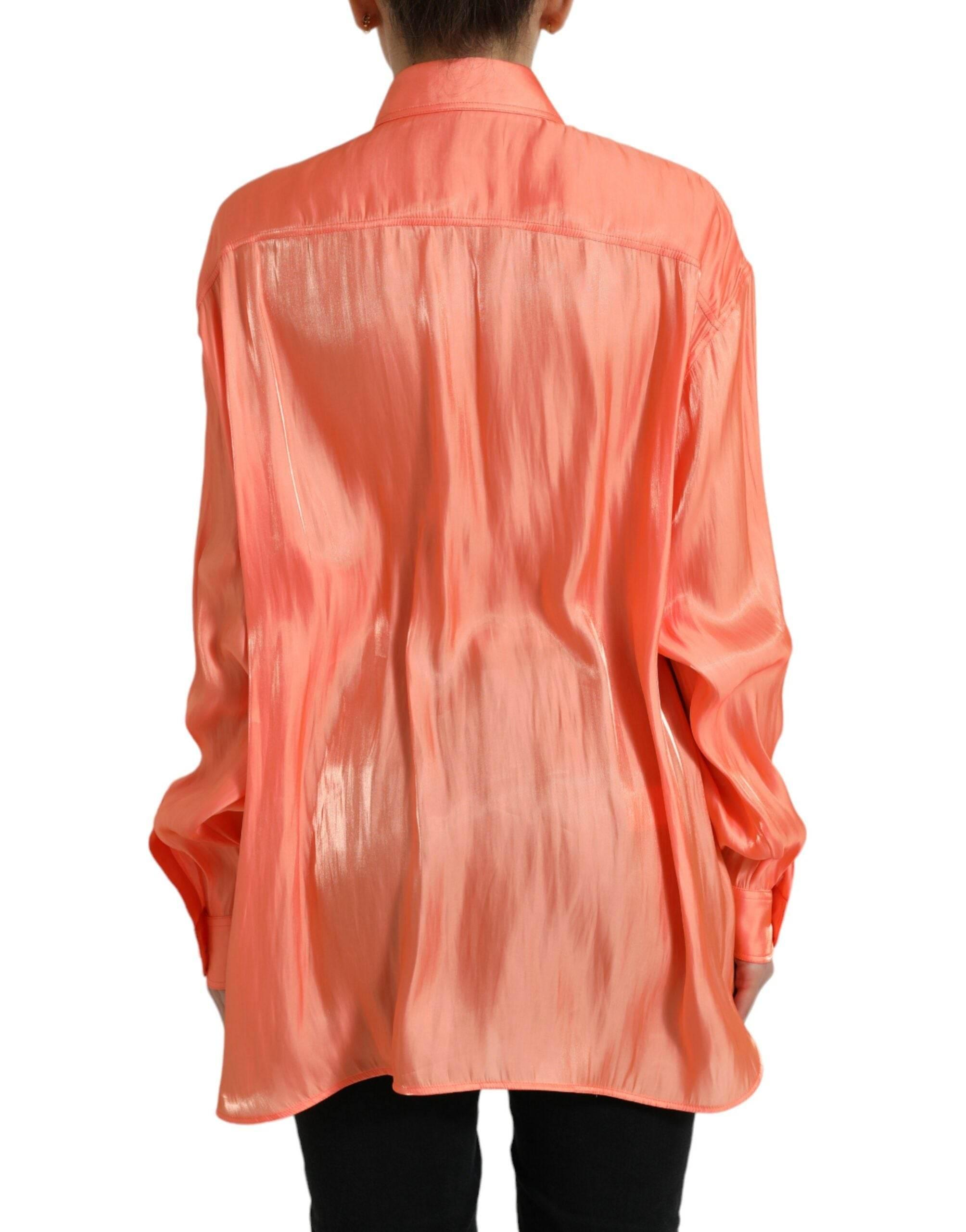 Dolce & Gabbana Elegant Coral Long Sleeve Polo Top - Hilstor