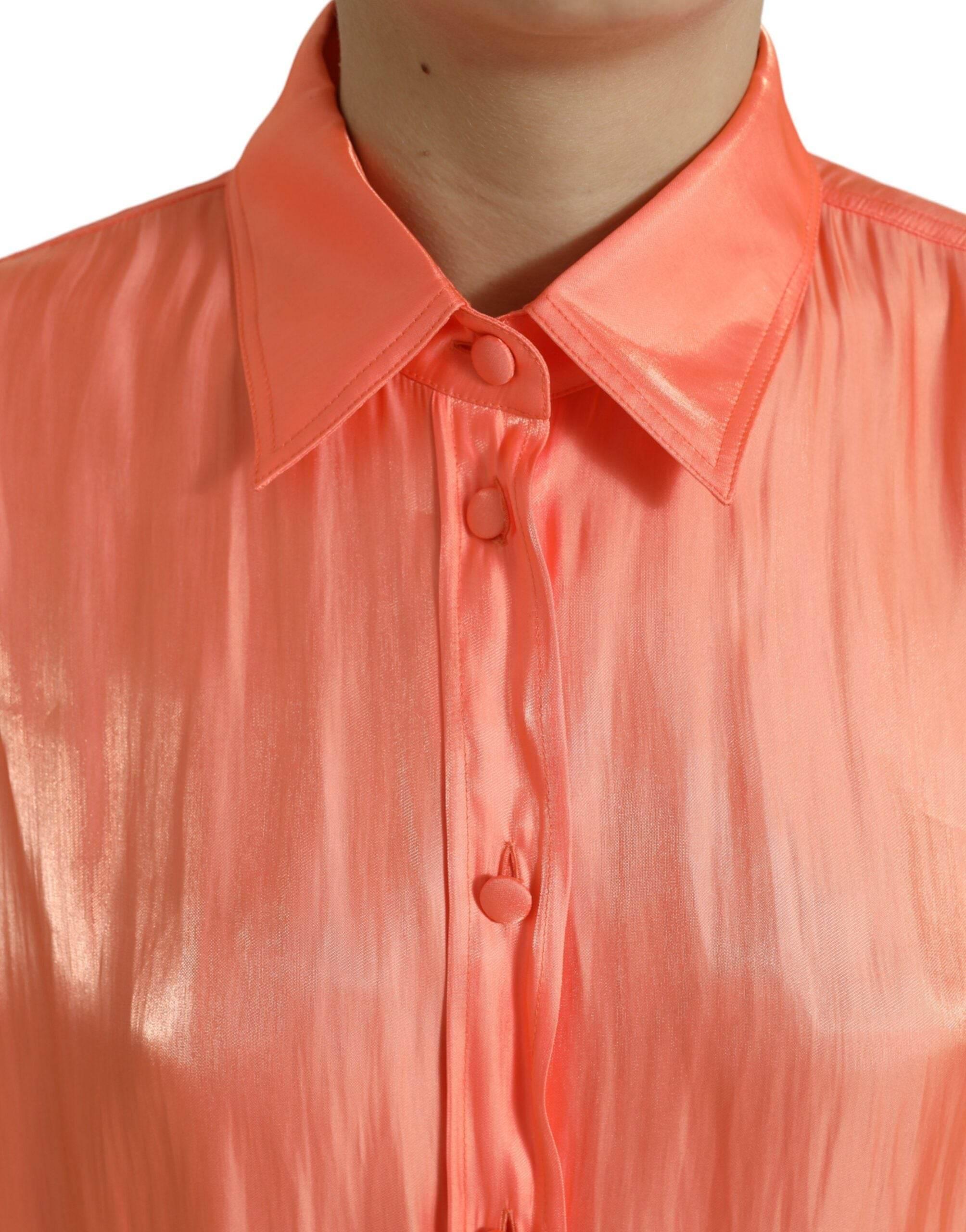 Dolce & Gabbana Elegant Coral Long Sleeve Polo Top - Hilstor