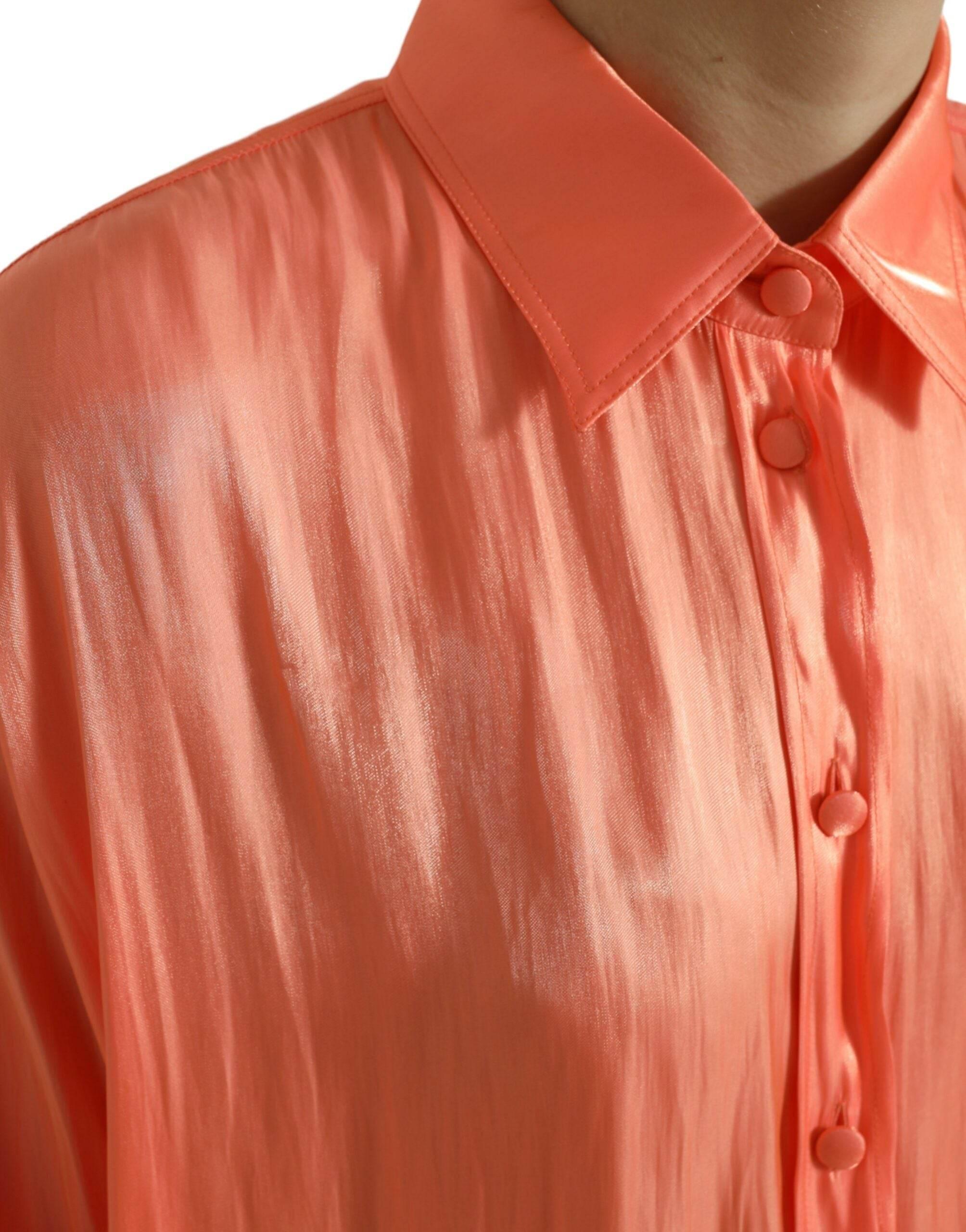 Dolce & Gabbana Elegant Coral Long Sleeve Polo Top - Hilstor