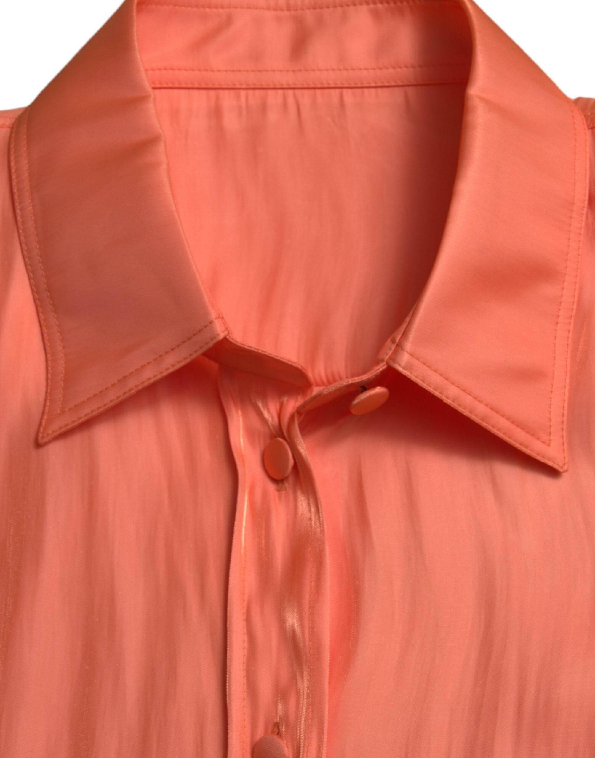 Dolce & Gabbana Elegant Coral Long Sleeve Polo Top - Hilstor
