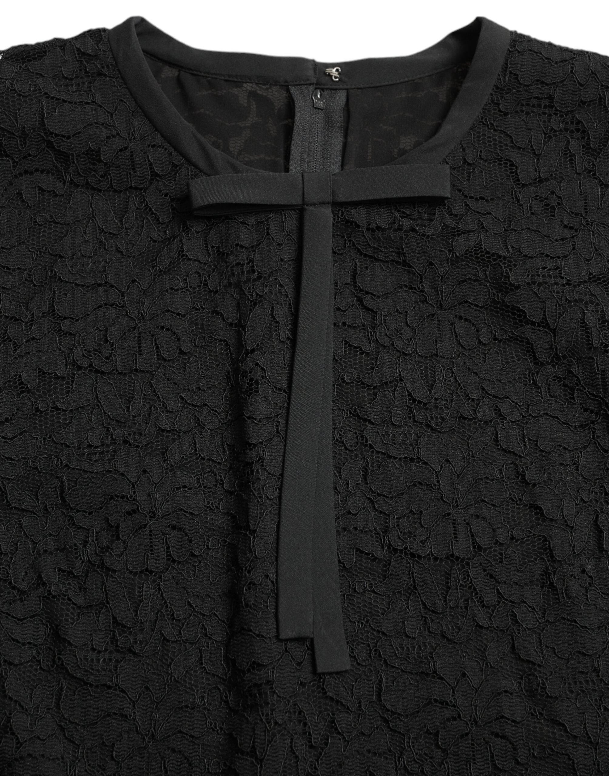 Dolce & Gabbana Black STAFF Blouse Floral Lace Nylon Top - Hilstor