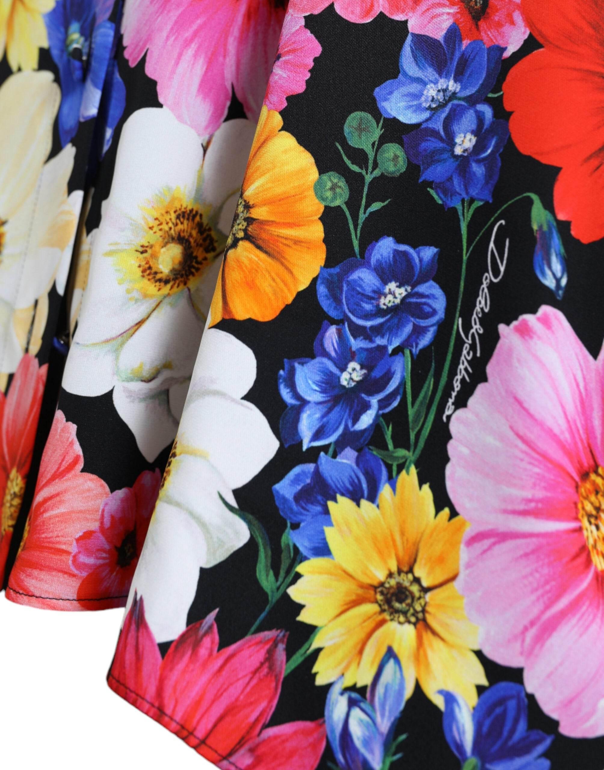 Dolce & Gabbana Multicolor Floral Ascot Collared Blouse Top - Hilstor