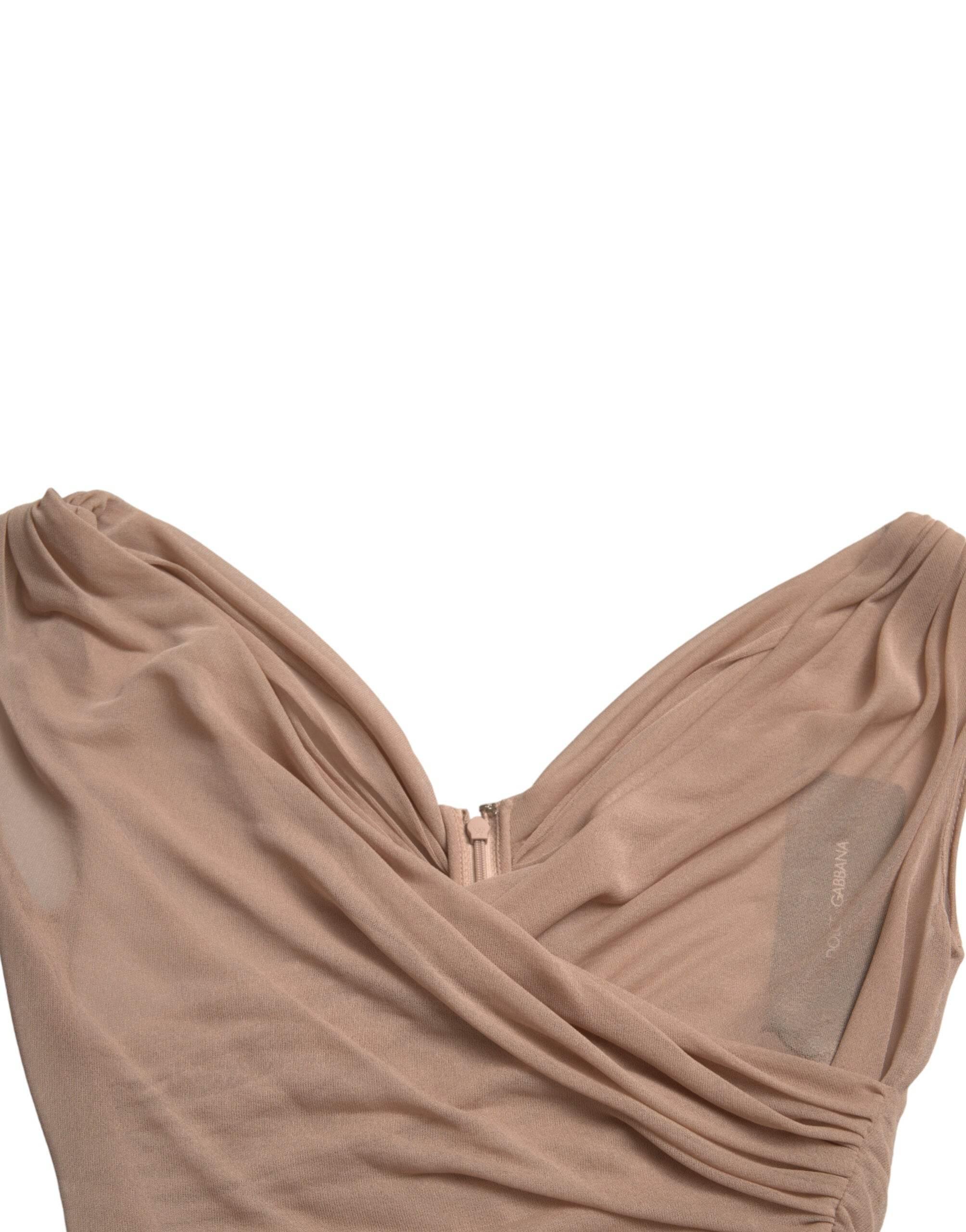 Dolce & Gabbana Beige Viscose V-neck Sleeveless Tank Top - Hilstor