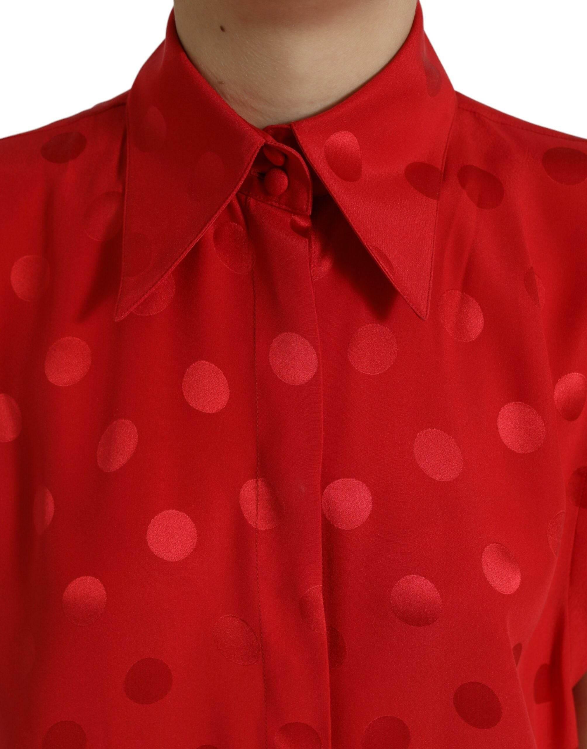 Dolce & Gabbana Elegant Polka Dot Sleeveless Silk Blouse - Hilstor