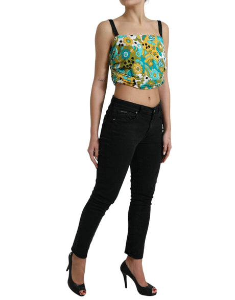 Dolce & Gabbana Elegant Floral Silk Blend Cropped Tank Top - Hilstor