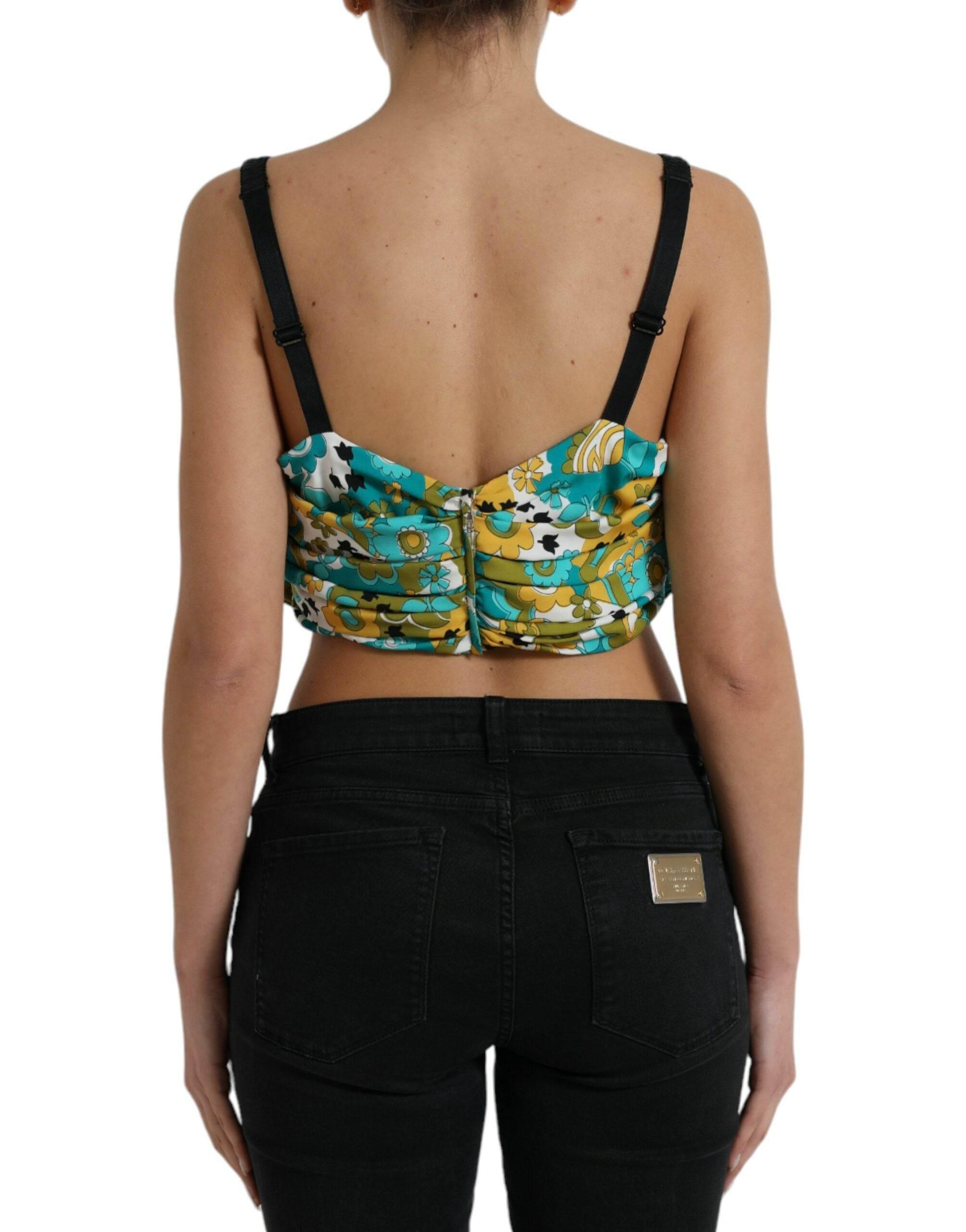 Dolce & Gabbana Elegant Floral Silk Blend Cropped Tank Top - Hilstor